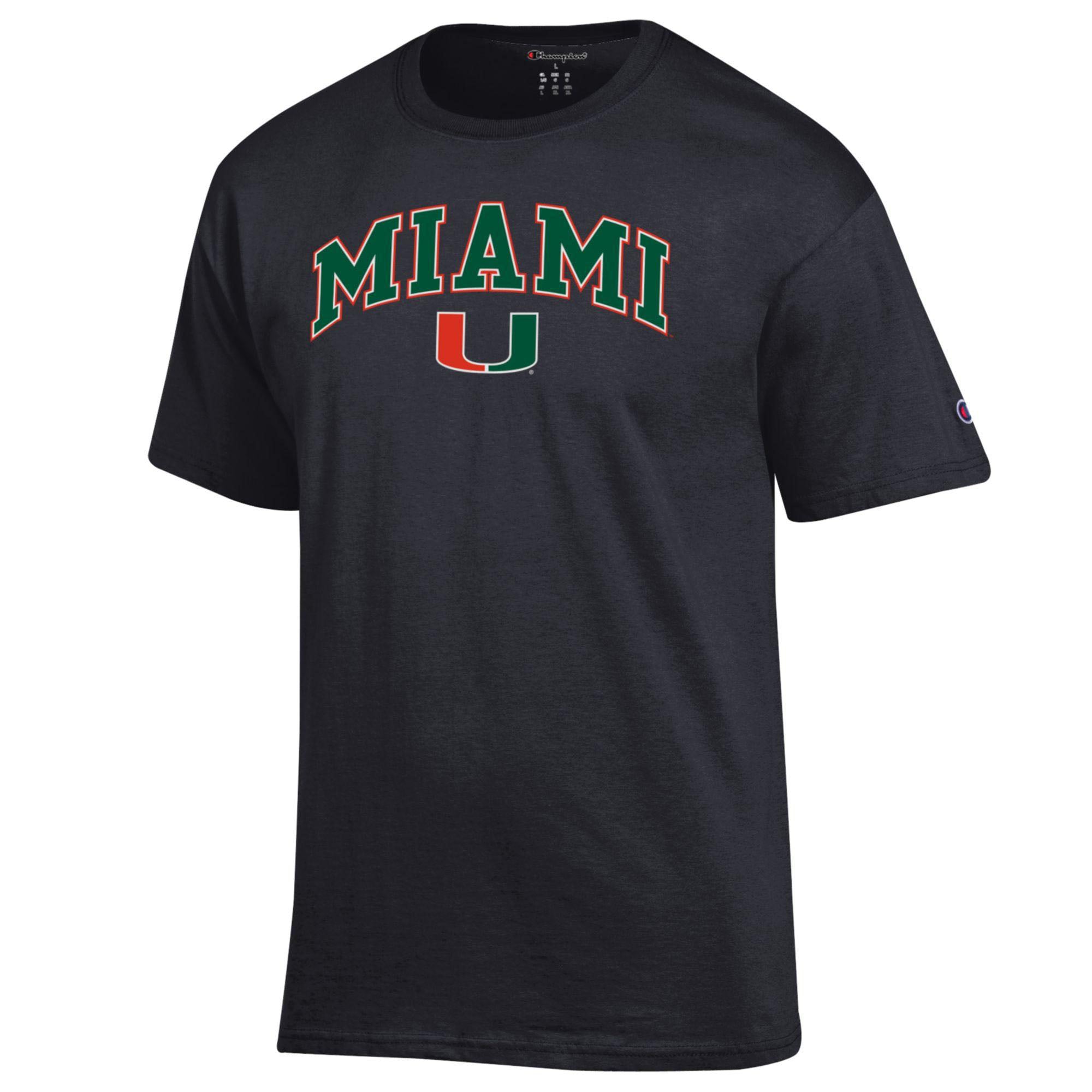 T-shirt vert Champion pour homme avec logo Arch Over des Miami Hurricanes